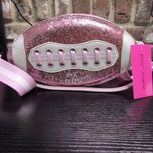 Betsey Johnson Pink Glitter Football Crossbody Bag